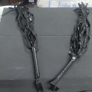 Black Leather Flogger Whip